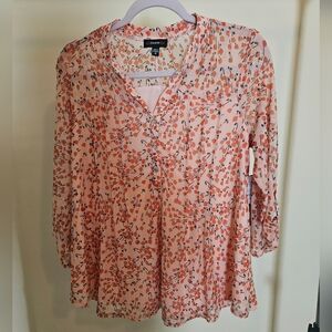 Floral blouse sheer Size M